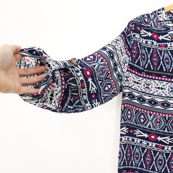 *Ardene Aztec Boho 3/4 Button Long Sleeve Blouse - Picture 4 of 7